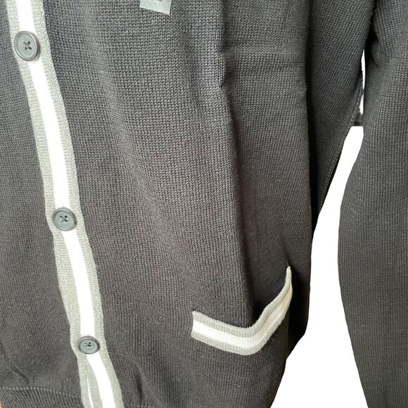 Express Mens Cardigan Sweater Black Button Up u Raised Seams XL - Picture 7 of 11
